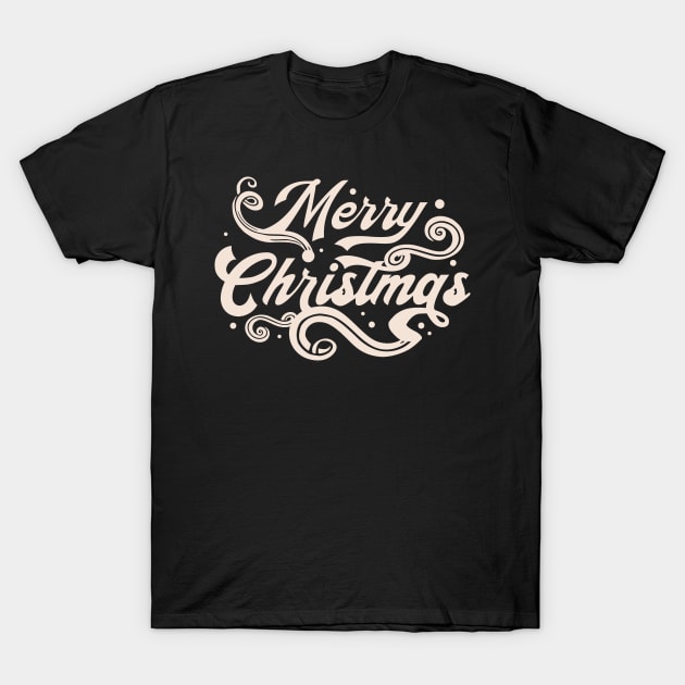 Merry Christmas Typography swirls snow T-Shirt by SpaceWiz95